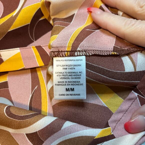 Pleione Retro Swirl Sleeveless Button Front Collared Blouse Medium - Picture 4 of 5